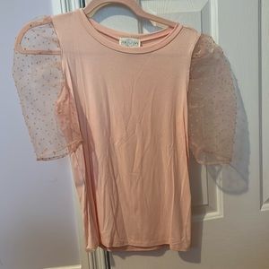 Francesca’s Pink Puff Sleeve Shirt